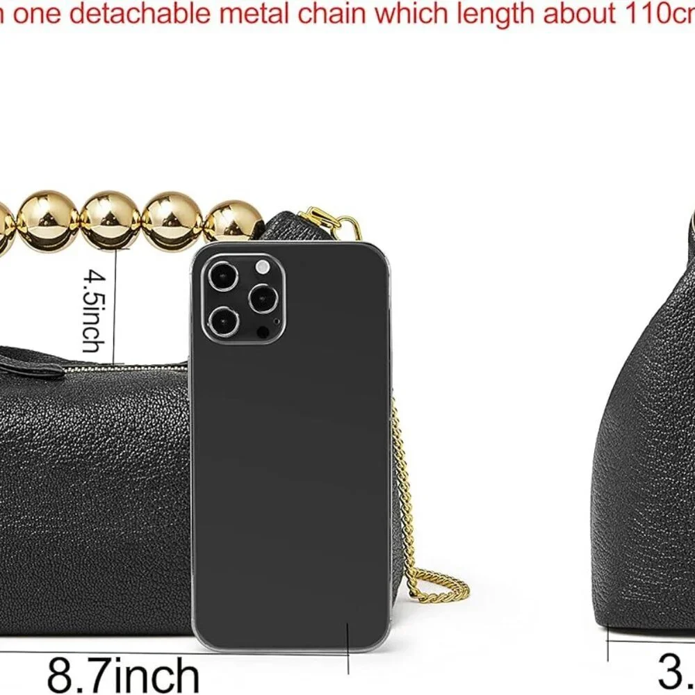 Small Top Handle Clutch Bag Women Designer Goatskin Crossbody Purse With Pearl H - Picture 4 of 7